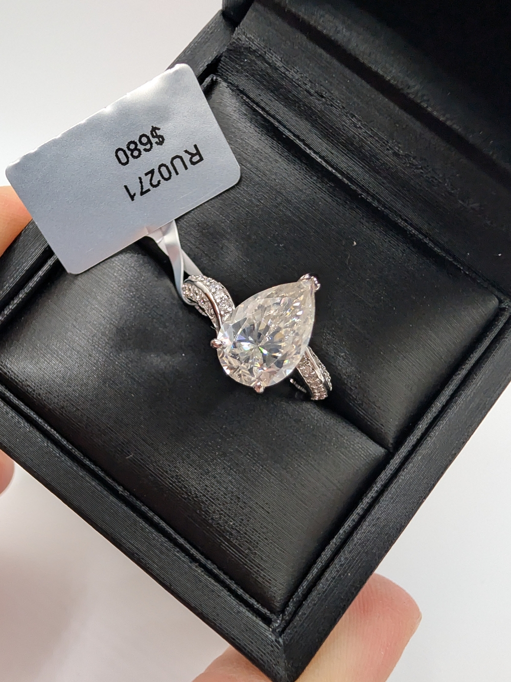 NWT Joseph The Jeweler 4.9 CTW Pear Moissanite Ring S925 Silver Sz 8